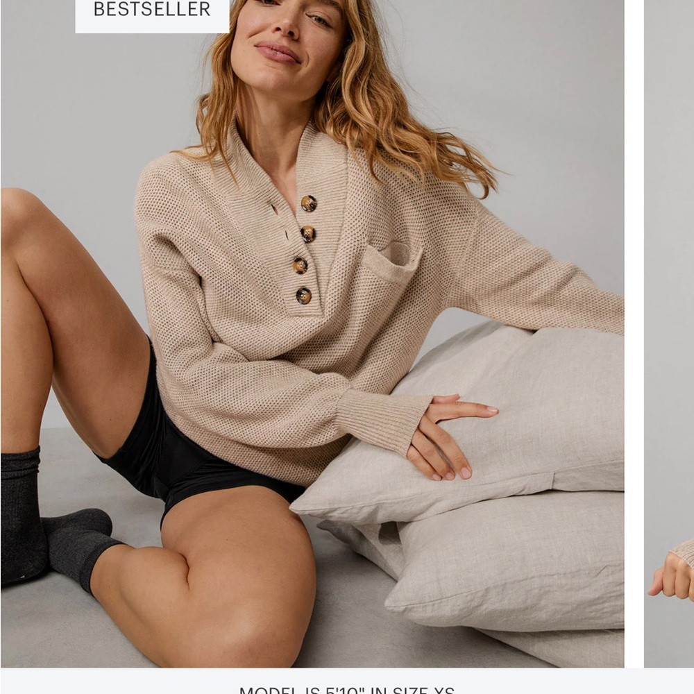 Lunya Women's Tan V-Neck Sweater